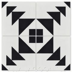 "Code Talker A Black & White" Modern Geometric Cement Tile, by Villa Lagoon Tile.