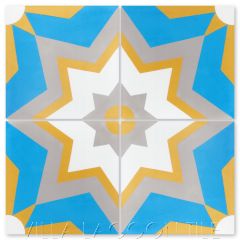 "Comino A Brilliant Sea" Moroccan Cement Tile, from Villa Lagoon Tile.
