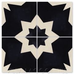 "Comino B Black & Alabaster" Moroccan Cement Tile, from Villa Lagoon Tile.
