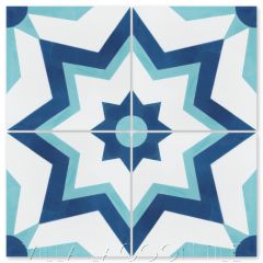 "Comino A Deep Bimini" Moroccan Cement Tile, from Villa Lagoon Tile.