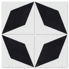 "Compass Point Black & White" Geometric Cement Tile, from Villa Lagoon Tile.