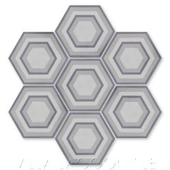 "Concentric Hex C" Ringed Cement Tile, by Villa Lagoon Tile.