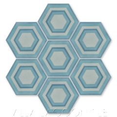 "Concentric Hex D" Ringed Cement Tile, by Villa Lagoon Tile.