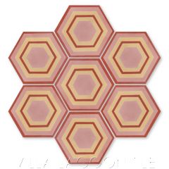 "Concentric Hex F" Ringed Cement Tile, by Villa Lagoon Tile.