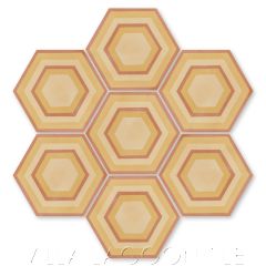 "Concentric Hex G" Ringed Cement Tile, by Villa Lagoon Tile.