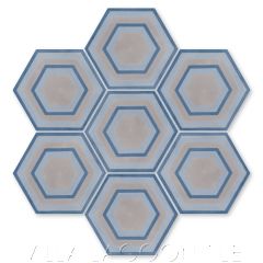 "Concentric Hex H" Ringed Cement Tile, by Villa Lagoon Tile.