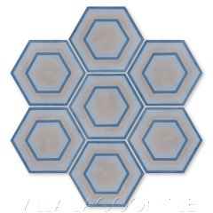 "Concentric Hex H" Ringed Cement Tile, by Villa Lagoon Tile.
