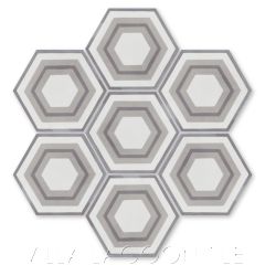 "Concentric Hex J" Ringed Cement Tile, by Villa Lagoon Tile.
