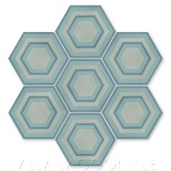 "Concentric Hex K" Ringed Cement Tile, by Villa Lagoon Tile.