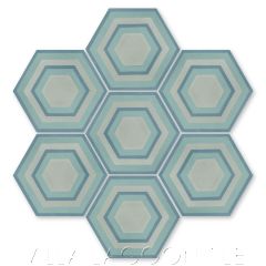 "Concentric Hex K" Ringed Cement Tile, by Villa Lagoon Tile.