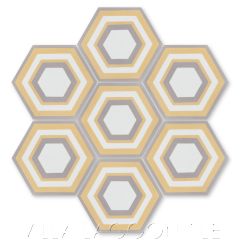 "Concentric Hex L" Ringed Cement Tile, by Villa Lagoon Tile.