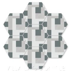"Cornerstone Hex Cityscape" Geometric Hex Cement Tile by Neyland Design, from Villa Lagoon Tile.