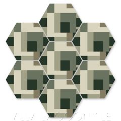 "Cornerstone Smoke on the Ponderosa" Geometric Hex Cement Tile by Neyland Design, from Villa Lagoon Tile.