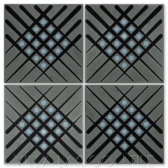 "Crosshatch in Cityscape" Modern Geometric Art Deco Cement Tile by Cressida Bell, from Villa Lagoon Tile.