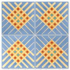 "Crosshatch in Royal Blue" Modern Geometric Art Deco Cement Tile by Cressida Bell, from Villa Lagoon Tile.