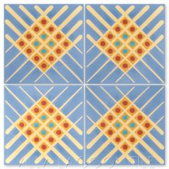 "Crosshatch in Royal Blue" Modern Geometric Art Deco Cement Tile by Cressida Bell, from Villa Lagoon Tile.