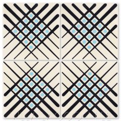 "Crosshatch in Whipped Cream" Modern Geometric Art Deco Cement Tile by Cressida Bell, from Villa Lagoon Tile.