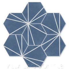 "Crow's Feet Washed Denim" Modern Hex Cement Tile, from Villa Lagoon Tile.