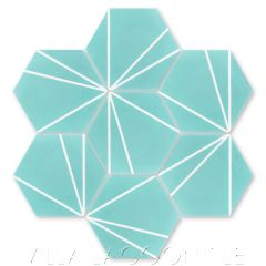 "Crow's Feet Blue" Modern Hex Cement Tile, from Villa Lagoon Tile.