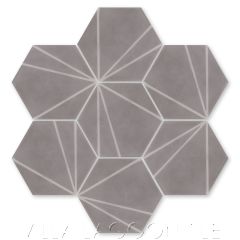"Crow's Feet Gray" Modern Hex Cement Tile, from Villa Lagoon Tile.