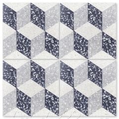 "Cubes A Mother of Pearl Terrazzo" Geometric Cement Tile, from Villa Lagoon Tile.