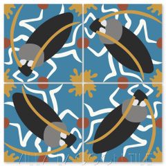 "Cucaracha on Azure" Whimsical Wildlife Cement Tile by Jeff Shelton, from Villa Lagoon Tile.