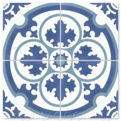 "Danielle Admiral" Traditional Floral Cement Tile, from Villa Lagoon Tile.