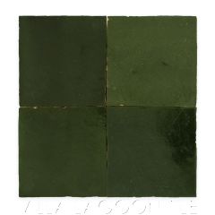 Square Glazed Zellige in Deep Forest