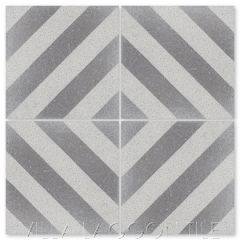 "Diagonal Eight Featherstone and White Terrazzo" Striped Cement Tile, from Villa Lagoon Tile.