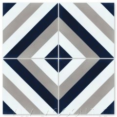 "Diagonal Eight Navy" Striped Cement Tile, from Villa Lagoon Tile.