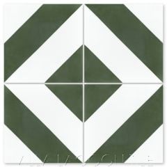"Diagonal Four A Olive & White" Striped Cement Tile, from Villa Lagoon Tile.