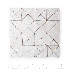 Glazed Zellige "Diamondhead" triangles in "Meringue" on a 12" Mat, a Moroccan Mosaic Tile, from Villa Lagoon Tile.