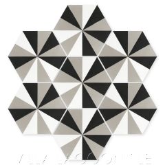 "Do-Si-Do Sencillo" Geometric Hex Cement Tile, from Villa Lagoon Tile.