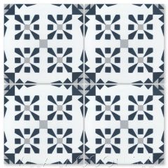 "Dorottya Navy" Geometric Cement Tile, from Villa Lagoon Tile.