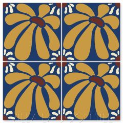 "Echinacea on Admiral" Whimsical Floral Cement Tile by Jeff Shelton, from Villa Lagoon Tile.