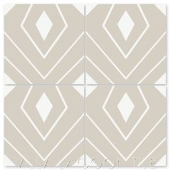 "Eighth Avenue White on Smoke" Modern Geometric Cement Tile by Neyland Design, from Villa Lagoon Tile.
