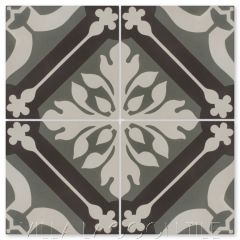 "Elizabeth Heron" Traditional Floral Cement Tile, by Villa Lagoon Tile.