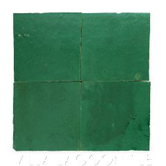 Square Glazed Zellige in Emerald Green