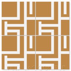 "Field Day Mustard and White" Modern Geometric Cement Tile by Neyland Design, from Villa Lagoon Tile.
