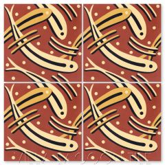 "Fish Pond in Beacon Hill" Whimsical Art Deco  Wildlife Cement Tile by Cressida Bell, from Villa Lagoon Tile.