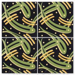 "Fish Pond in Black and Picholine" Whimsical Art Deco  Wildlife Cement Tile by Cressida Bell, from Villa Lagoon Tile.