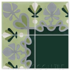 "Foliage Border Lichen" Floral Cement Tile Border, by Villa Lagoon Tile.