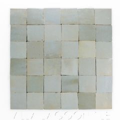 "Iceberg" Small Square Glazed Zellige on a 12" Mat, a Moroccan Mosaic Tile, from Villa Lagoon Tile.