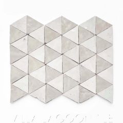Glazed Zellige Mosaic Mat Triangles in Meringue and Oyster Shell