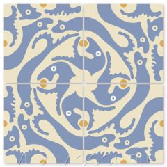"Grunion Periwinkle" Whimsical Wildlife Cement Tile by Jeff Shelton, from Villa Lagoon Tile.
