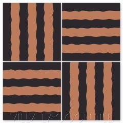 "Haley Street Stripes Black & Terracotta" Modern Whimsical Cement Tile by Jeff Shelton, from Villa Lagoon Tile.
