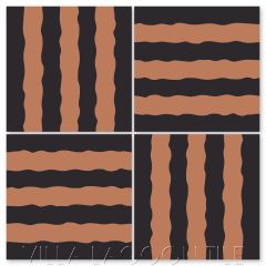 "Haley Street Stripes Black & Terracotta" Modern Whimsical Cement Tile by Jeff Shelton, from Villa Lagoon Tile.