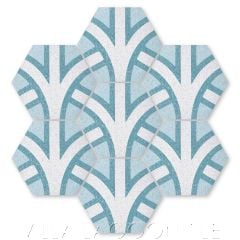 "Harvest Ceilo Terrazzo" Modern Geometric Hex Cement Tile by Neyland Design, from Villa Lagoon Tile.