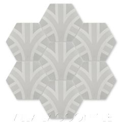 "Harvest Fog" Modern Geometric Hex Cement Tile by Neyland Design, from Villa Lagoon Tile.