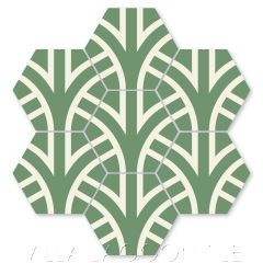 "Harvest Peridot" Modern Geometric Hex Cement Tile by Neyland Design, from Villa Lagoon Tile.